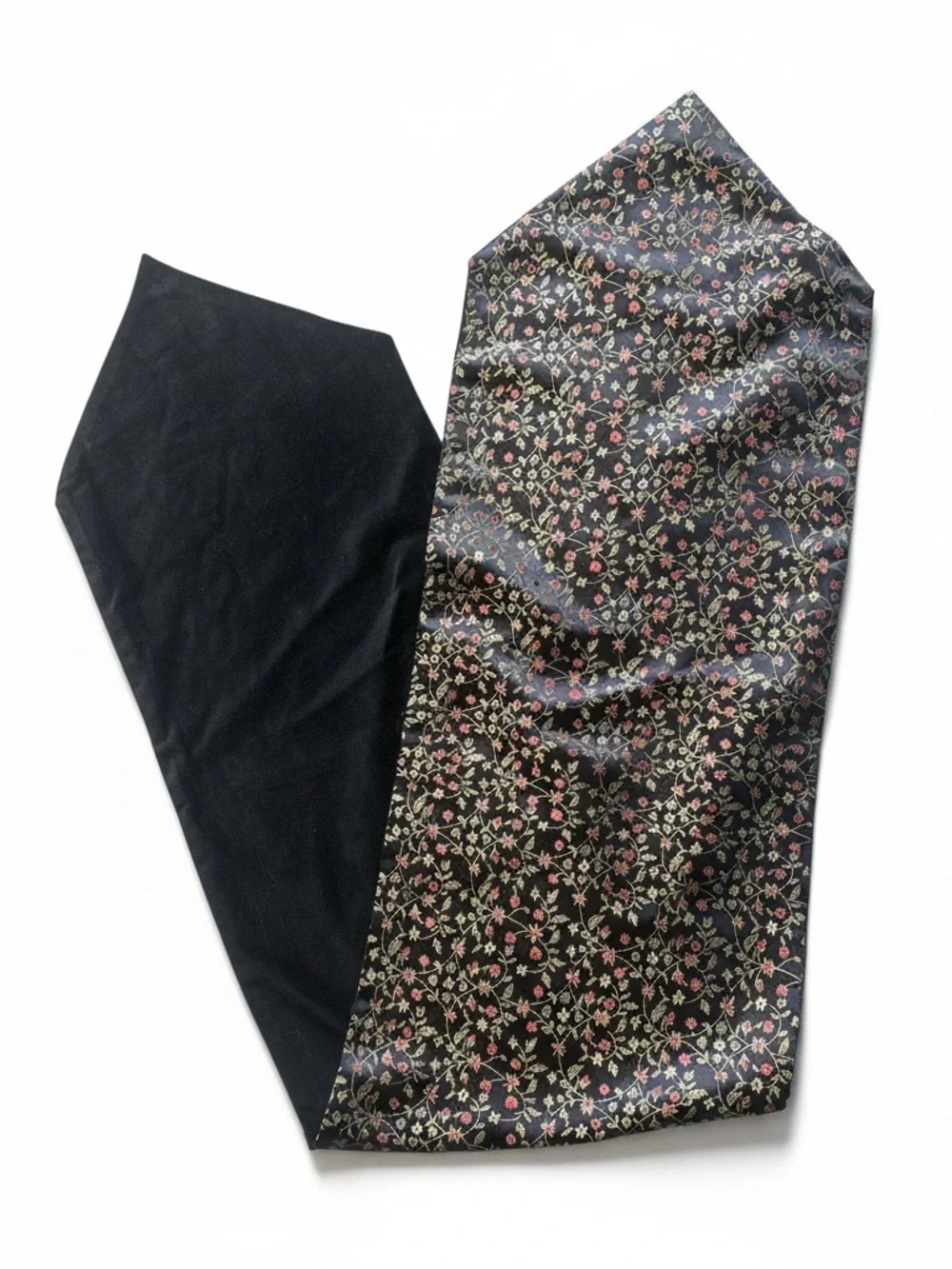 Handcrafted Reversible Table Runner Black Velvet and Ditsy Floral 11.5”x 60”